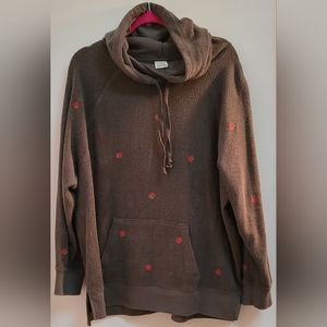 VS PINK Cowl Neck Hoodie w/ Roses